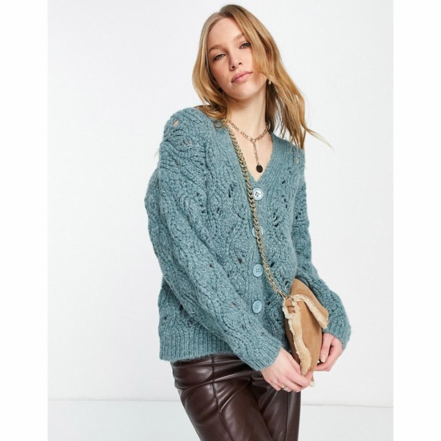 トップショップ Topshop レディース カーディガン トップス Knitted Oversized Stitchy Cardi In Green グリーン