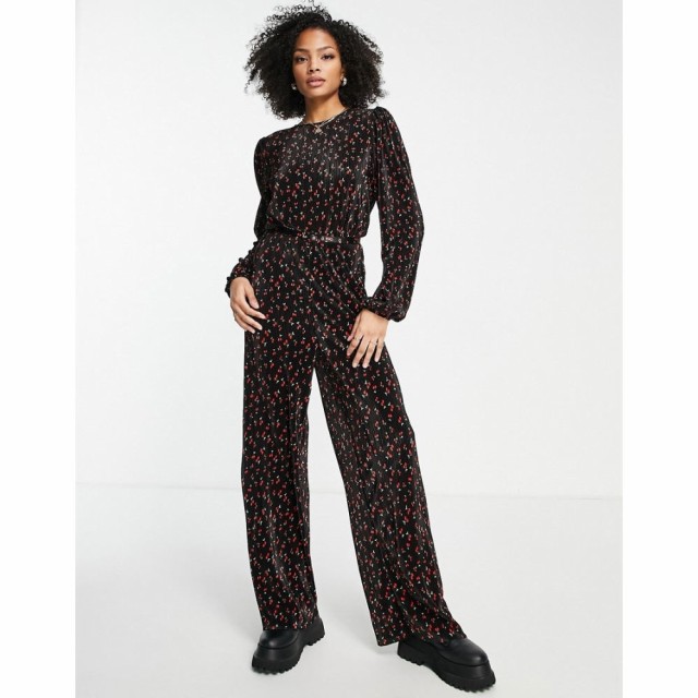 エイソス ASOS Studio Happy レディース オールインワン ジャンプスーツ ワンピース・ドレス Long Sleeve Belted Plisse Jumpsuit In Che