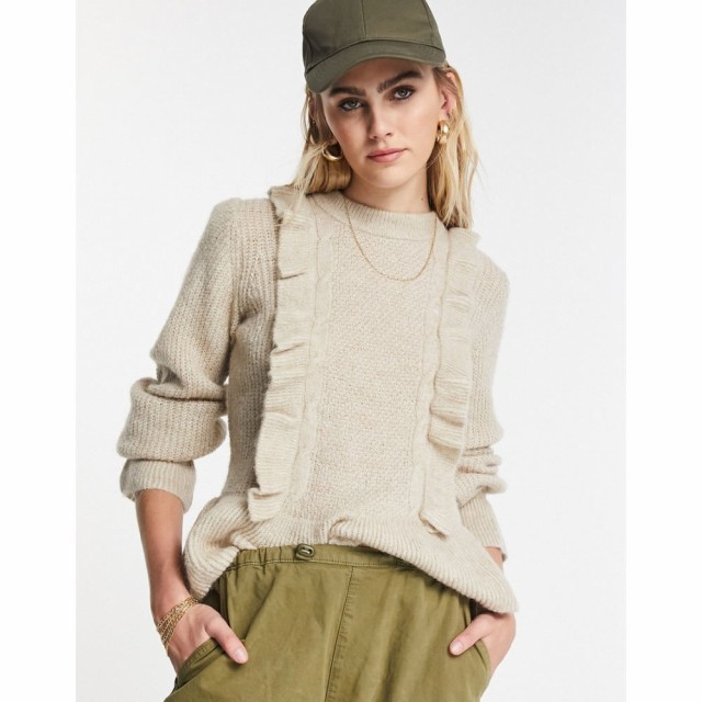 ワイ エー エス Y.A.S レディース ニット・セーター トップス Frill Detail Jumper In Beige ベージュ