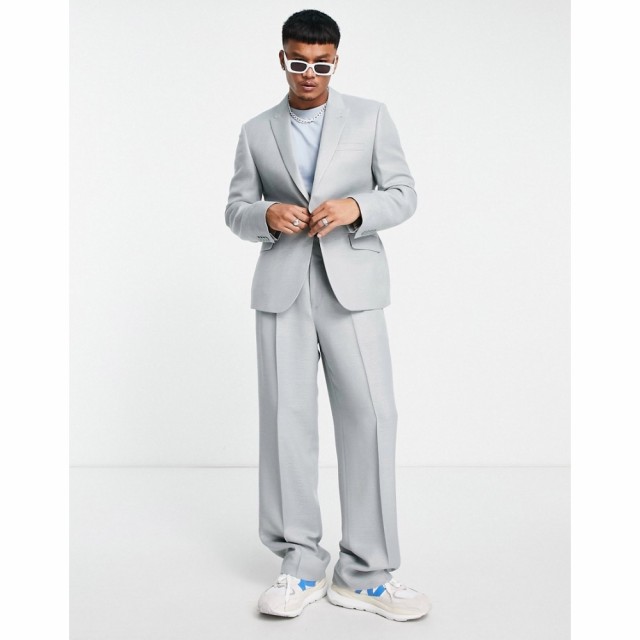 エイソス ASOS DESIGN メンズ スーツ・ジャケット スリム アウター Slim Suit Jacket In Silver High Shine Shimmer シルバー