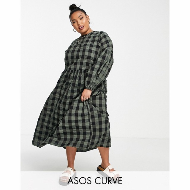 エイソス ASOS Curve レディース ワンピース ミドル丈 ワンピース・ドレス Curve Dropped Shoulder Super Oversized Smock Midi Dress In