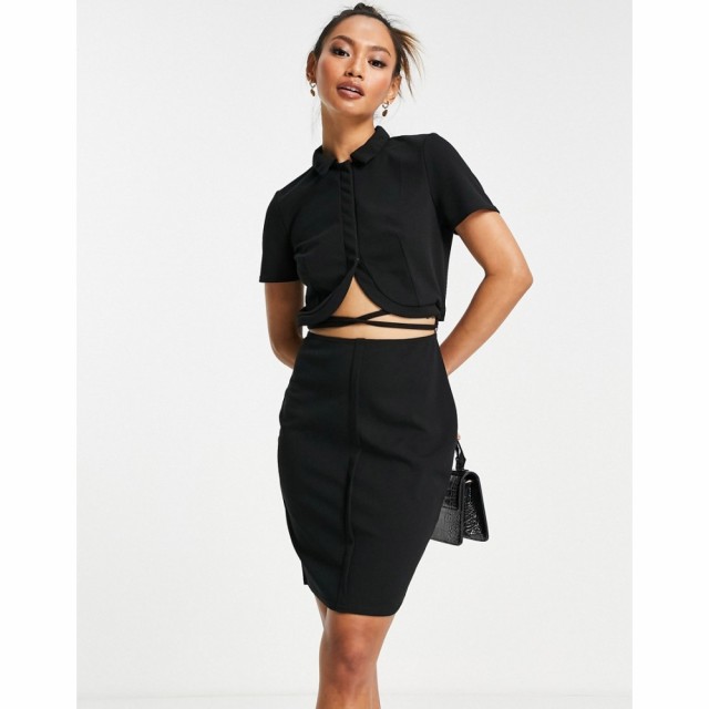 エイソス ASOS DESIGN レディース ワンピース ミニ丈 ワンピース・ドレス Shirt Strappy Cut Out Mini Dress In Black ブラック