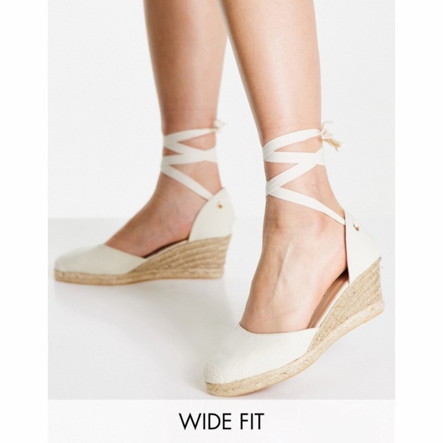 ロンドン レーベル London Rebel Wide Fit レディース エスパドリーユ ウェッジソール シューズ・靴 Tie Leg Espadrille Wedges In Ecru