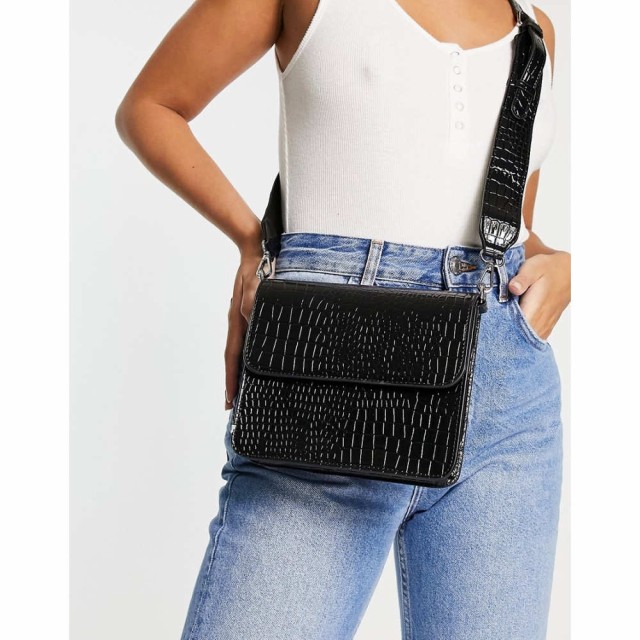 ヴィスク HVISK レディース ショルダーバッグ バッグ Hvisk Vegan Cayman Cross Body Bag In Black Croc ブラック