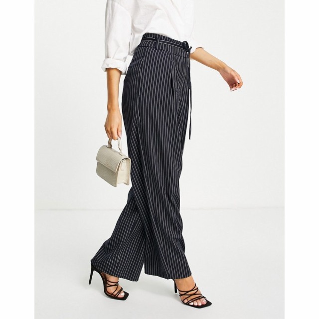 リバーアイランド River Island レディース ボトムス・パンツ Stripe Wide Leg Tie Side Trouser In Navy ネイビー