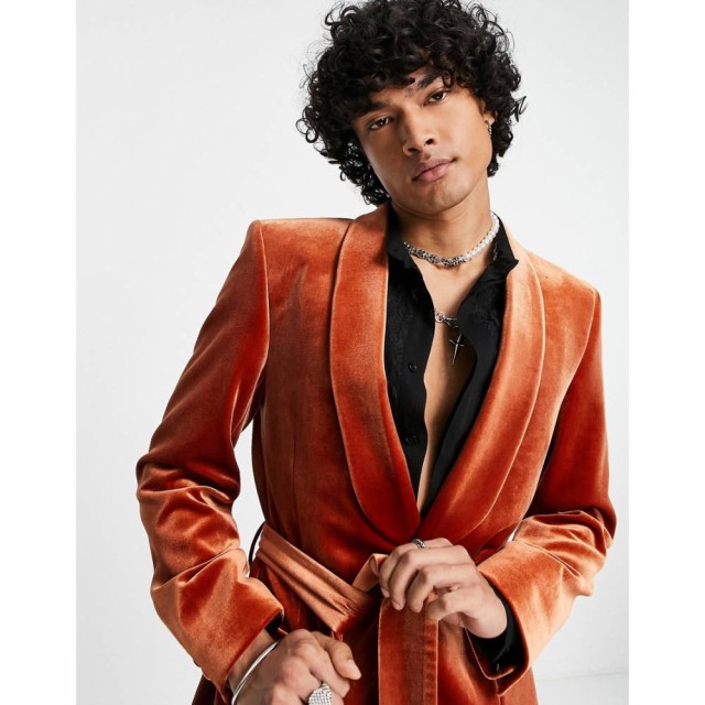 エイソス ASOS DESIGN メンズ スーツ・ジャケット アウター Super Skinny Smoking Jacket In Burnt Orange オレンジ