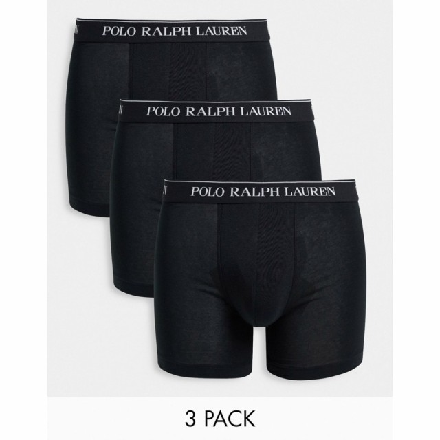 ラルフ ローレン Polo Ralph Lauren メンズ ボクサーパンツ インナー・下着 3 Pack Longer Length Trunks In Black ブラック