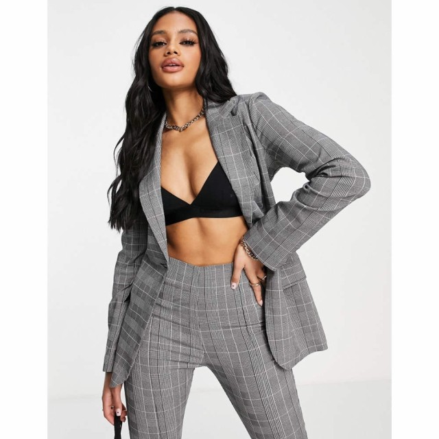 エイソス ASOS DESIGN レディース スーツ・ジャケット アウター Bengaline Suit Blazer In Grey Check グレー