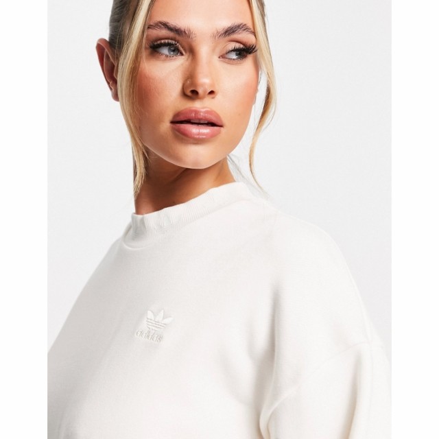 アディダス adidas Originals レディース スウェット・トレーナー トップス Sweatshirt With High Neck In White ホワイト