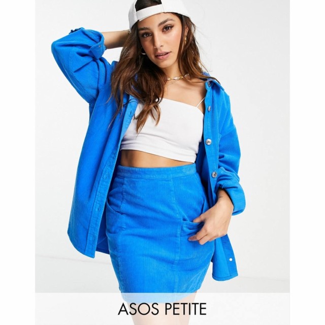 エイソス ASOS Petite レディース ブラウス・シャツ トップス Petite Cord Oversized Shirt In Blue Co-Ord ブルー