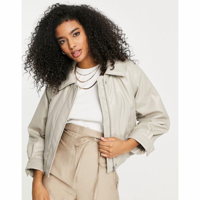 エイソス ASOS DESIGN レディース レザージャケット ミリタリージャケット アウター Leather Look Bomber Jacket In Latte ラテ