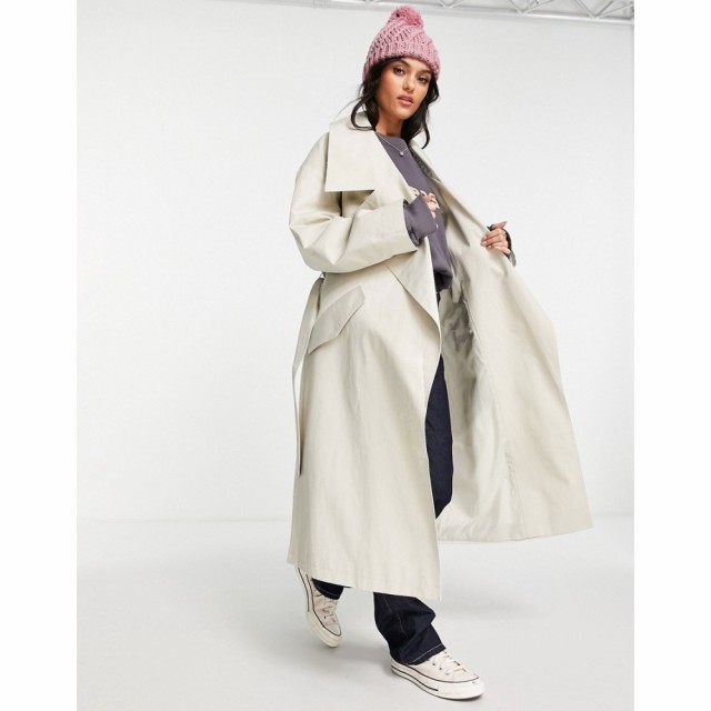 エイソス ASOS DESIGN レディース トレンチコート アウター Oversized Slouchy Trench In Stone ベージュ