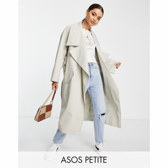 エイソス ASOS Petite レディース トレンチコート アウター Petite Oversized Slouchy Trench In Stone ベージュ