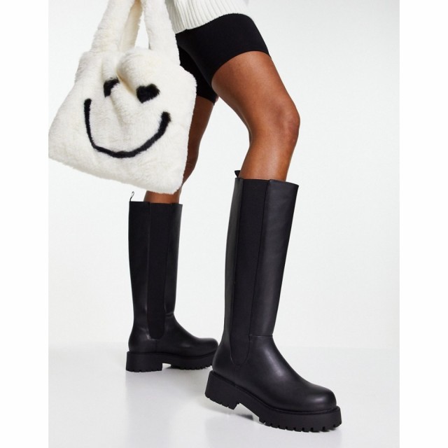 モンキ Monki レディース ブーツ ロングブーツ シューズ・靴 Vegan Knee High Flat Chunky Boots In Black ブラック