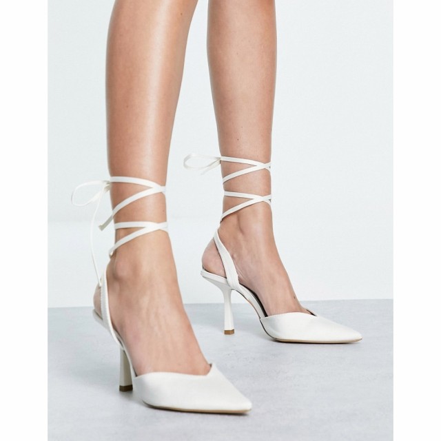 ロンドン レーベル London Rebel レディース ヒール シューズ・靴 Tie Leg Mid Heel Shoes In Ivory アイボリー