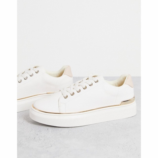 ロンドン レーベル London Rebel レディース スニーカー レースアップ シューズ・靴 Lace Up Metal Trim Trainers In White ホワイト