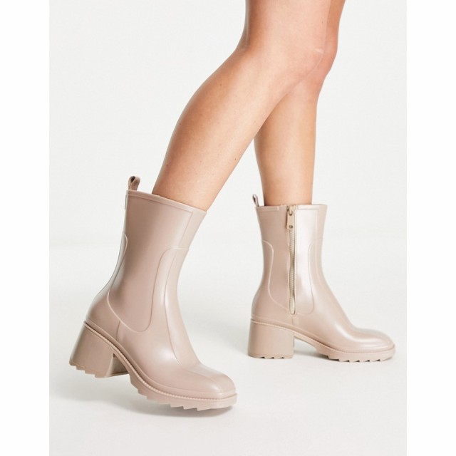 ロンドン レーベル London Rebel レディース レインシューズ・長靴 シューズ・靴 Heeled Rain Boots In Cream クリーム