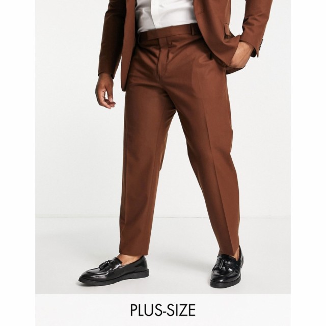 リバーアイランド River Island メンズ スラックス 大きいサイズ ボトムス・パンツ Big and Tall Flannel Suit Trouser In Brown ラステ