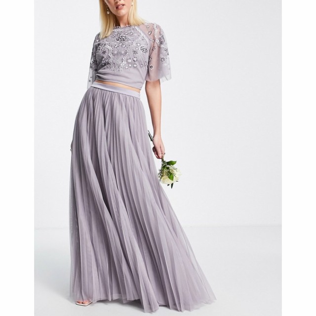 エイソス ASOS DESIGN レディース パーティードレス プリーツスカート マキシ丈 Bridesmaid Co Ord Pleated Tulle Maxi Skirt In Lilac