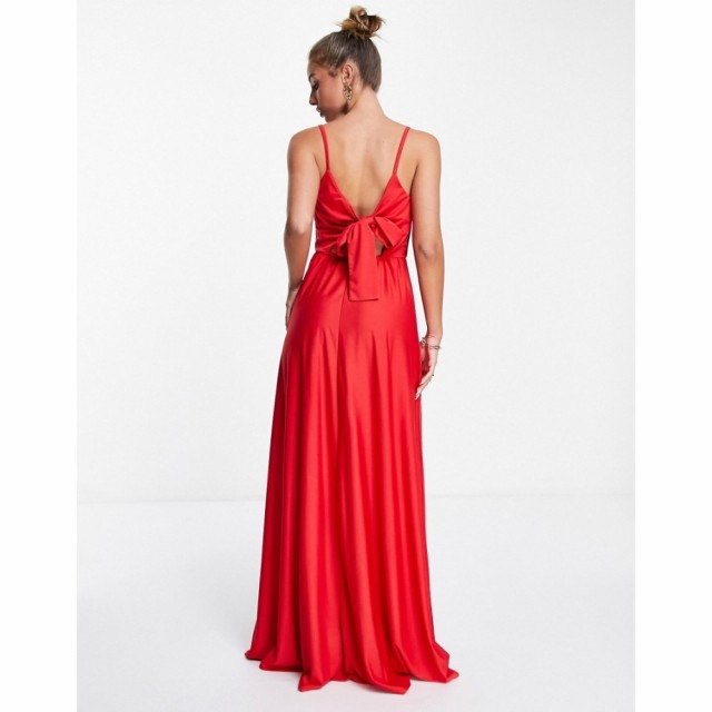 エイソス ASOS DESIGN レディース ワンピース ラップドレス マキシ丈 ワンピース・ドレス Wrap Front Tie Back Maxi Dress In Hot Red ホ