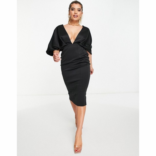 エイソス ASOS DESIGN レディース ワンピース タイト ミドル丈 ワンピース・ドレス Batwing Midi Pencil Dress In Black ブラック