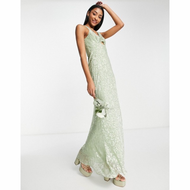 エイソス ASOS DESIGN レディース パーティードレス マキシ丈 ワンピース・ドレス Bridesmaid Twist Front Maxi Dress With Floral Devor