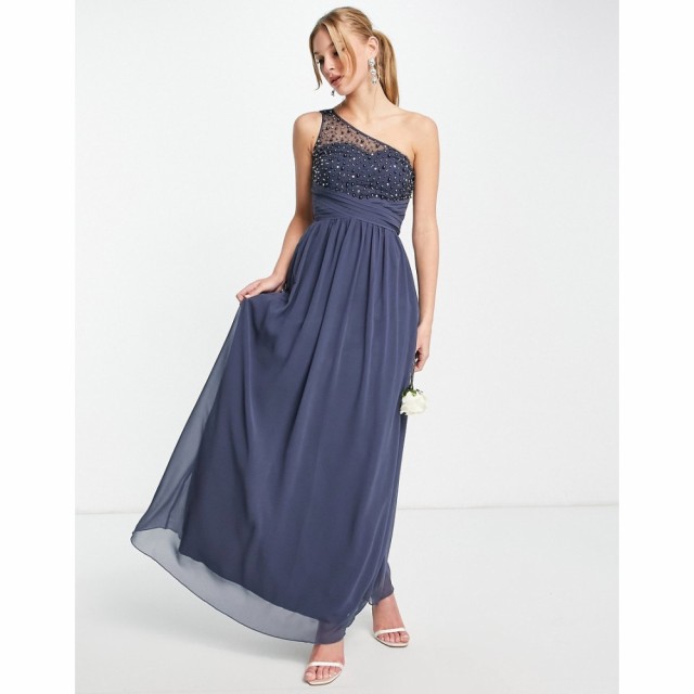 リトル ミストレス Little Mistress レディース パーティードレス マキシ丈 Bridesmaid Embellished One-Shoulder Maxi Dress In Gunmeta