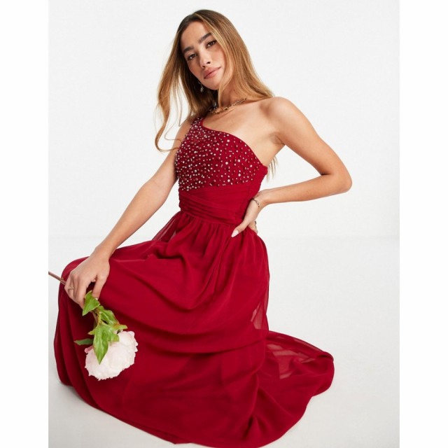 リトル ミストレス Little Mistress レディース パーティードレス マキシ丈 Bridesmaid Embellished One-Shoulder Maxi Dress In Red レ