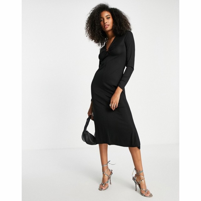 エディテッド Edited レディース ワンピース ミドル丈 ワンピース・ドレス Lieve Midi Dress With Keyhole Detail In Black ブラック