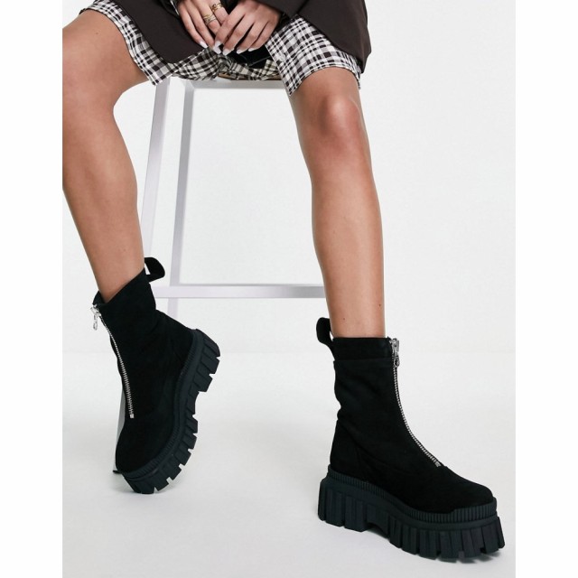 エイソス ASOS DESIGN レディース ブーツ シューズ・靴 Ariel Premium Zip Front Boots In Black Suede ブラックスエード