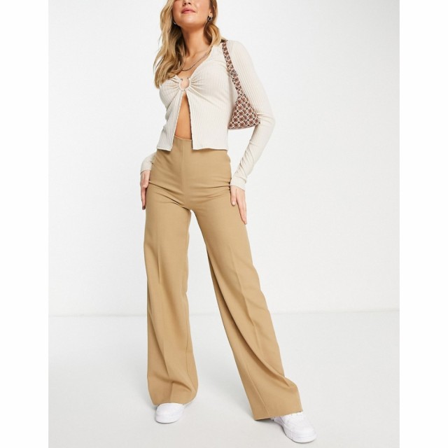 マンゴ Mango レディース ボトムス・パンツ Co-Ord Tailored Wide Leg Trousers In Camel ホワイト