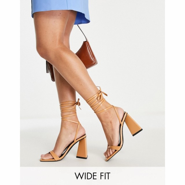 レイドワイドフィット Raid Wide Fit レディース サンダル・ミュール シューズ・靴 Abhihail Tie Ankle Block Heel Sandals In Camel