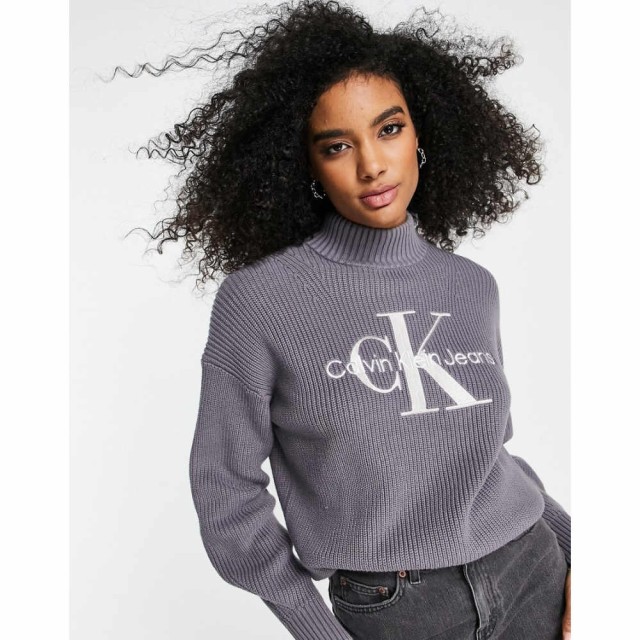 カルバンクライン Calvin Klein Jeans レディース ニット・セーター トップス Two Tone Monogram Sweater In Grey ホッシルグレー