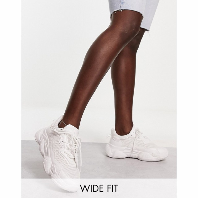 トリュフコレクション Truffle Collection Wide Fit レディース ランニング・ウォーキング シューズ・靴 Chunky Runner Trainers In Whit