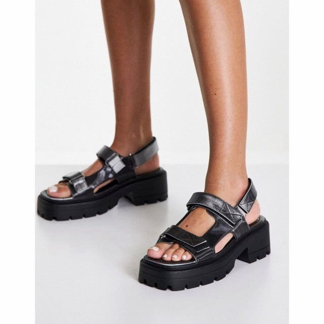 トップショップ Topshop レディース サンダル・ミュール フラット シューズ・靴 Petro Chunky Flat Sandal In Grey Holographic グレー