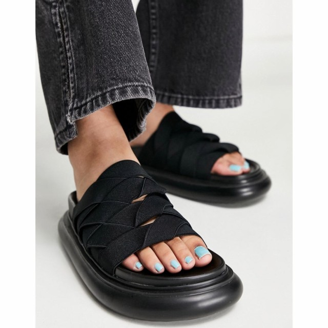 トップショップ Topshop レディース サンダル・ミュール シューズ・靴 Pio Elastic Footbed Mule Sandal In Black ブラック