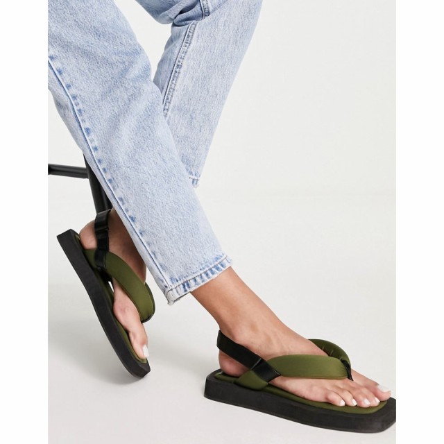 トップショップ Topshop レディース サンダル・ミュール シューズ・靴 Paris Padded Toe Post Sandal In Khaki カーキ