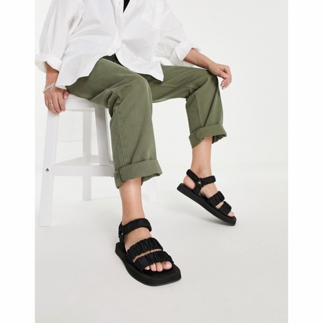 トップショップ Topshop レディース サンダル・ミュール シューズ・靴 Panama Ruched Strappy Sandal In Black ブラック