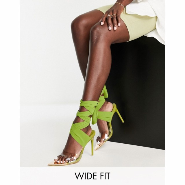 パブリックディザイア Public Desire Wide Fit レディース サンダル・ミュール ピンヒール Suri Tie Up Stiletto Sandals In Olive オリ