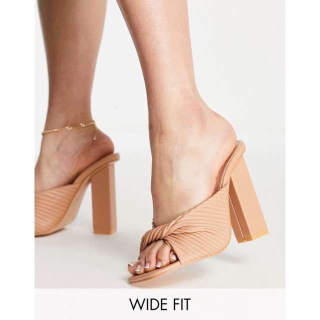 パブリックディザイア Public Desire Wide Fit レディース サンダル・ミュール シューズ・靴 Lady Block Heel Sandals In Beige Pu ベー