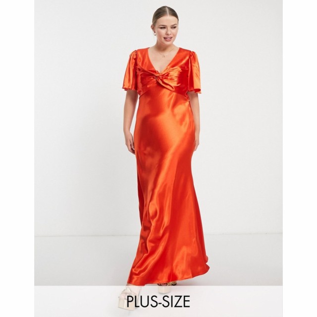 リトル ミストレス Little Mistress Plus レディース パーティードレス ワンピース・ドレス Bridesmaid Tea Dress In Sunset Orange サン