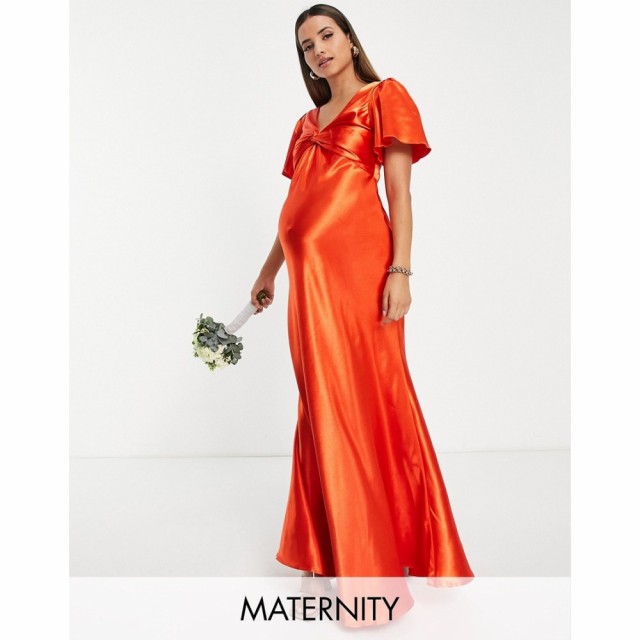 リトル ミストレス Little Mistress Maternity レディース パーティードレス ワンピース・ドレス Bridesmaid Tea Dress In Sunset Orange