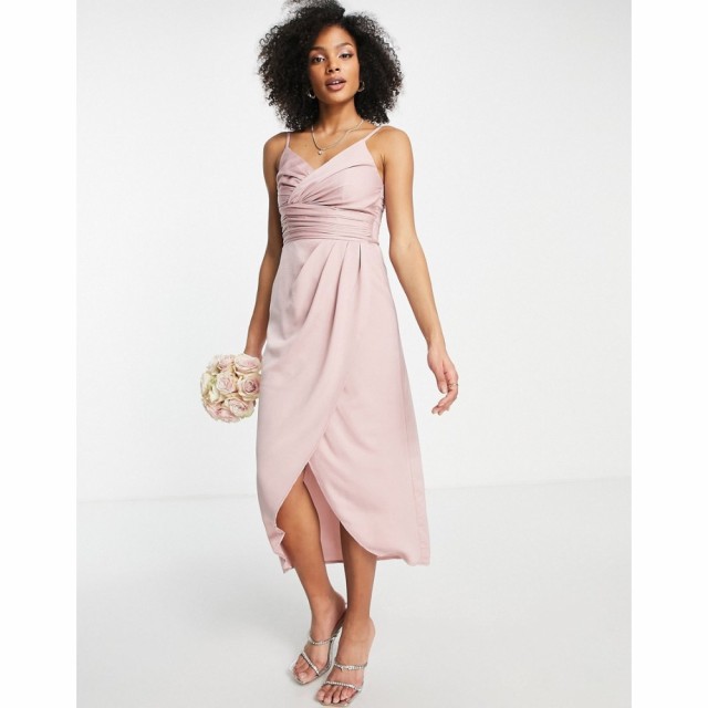 リトル ミストレス Little Mistress レディース パーティードレス ラップドレス ワンピース・ドレス Bridesmaid Satin Wrap Dress In Pin