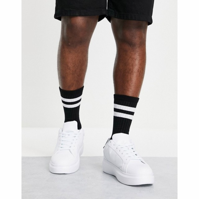 トリュフコレクション Truffle Collection メンズ スニーカー シューズ・靴 Minimal Chunky Trainers In White/Black ホワイト/ブラック