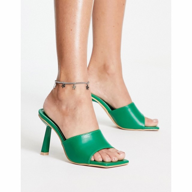 トリュフコレクション Truffle Collection レディース サンダル・ミュール スクエアトゥ シューズ・靴 Square Toe Heeled Mules In Green