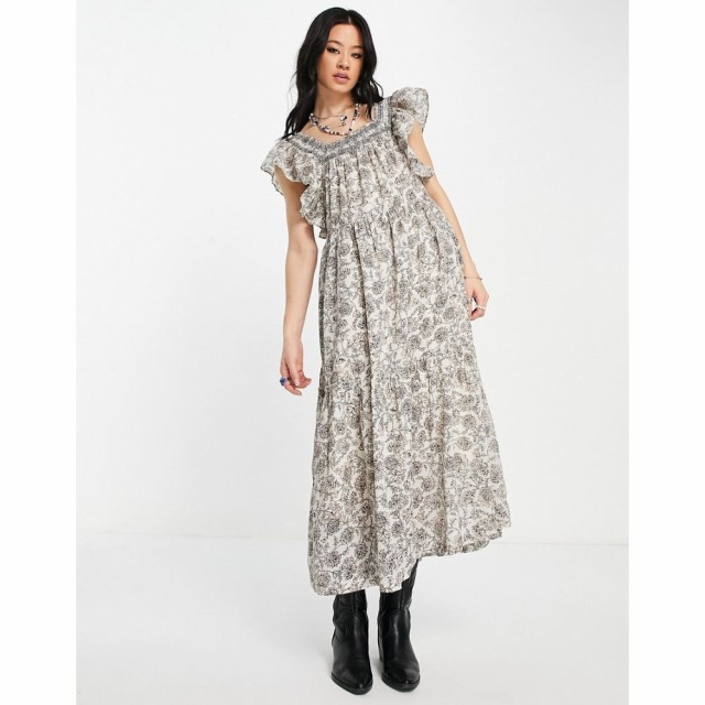 フリーピープル Free People レディース ワンピース ミドル丈 ワンピース・ドレス Bonita Printed Smock Midi Dress In Multi アイボリー