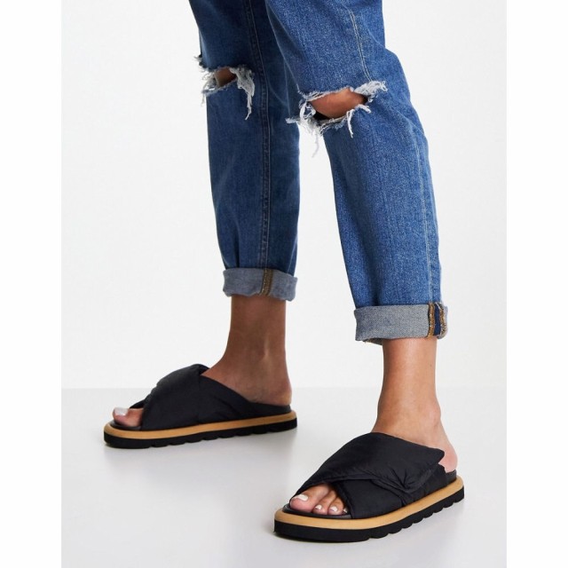 エイソス ASOS DESIGN レディース サンダル・ミュール フラット シューズ・靴 Fibres Padded Flat Sandals In Black ブラック