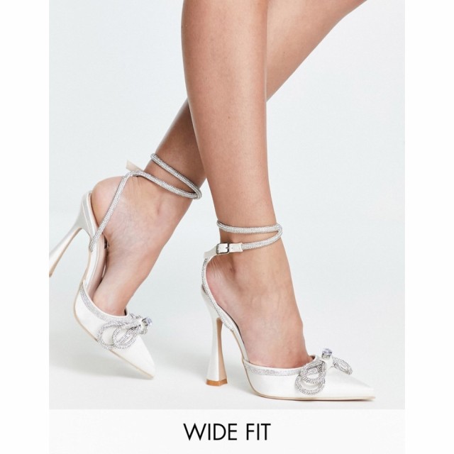 ビーマイン Be Mine Wide Fit レディース ヒール シューズ・靴 Be Mine Bridal Wide Fit Armela Bow Heel Shoes In Ivory Satin アイボリ