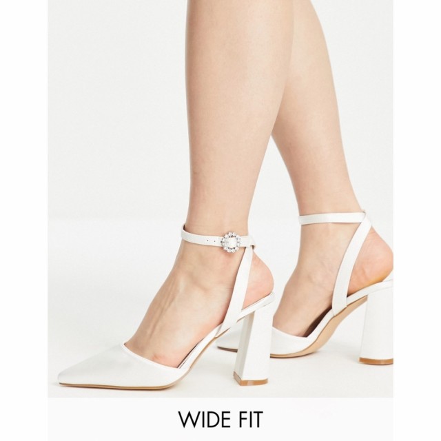 ビーマイン Be Mine Wide Fit レディース ヒール シューズ・靴 Be Mine Bridal Wide Fit Eden Block Heel Shoes In Ivory アイボリーサテ