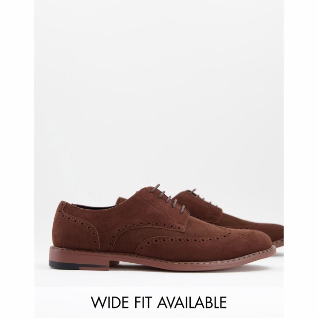 エイソス ASOS DESIGN メンズ 革靴・ビジネスシューズ ブローグ シューズ・靴 Brogue Shoes In Brown Faux Suede ブラウン